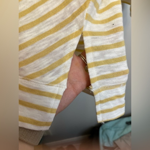 Coco+Carmen Yellow & White Striped Drawstring Hooded Tunic Shirt Sz S/M - Picture 8 of 8